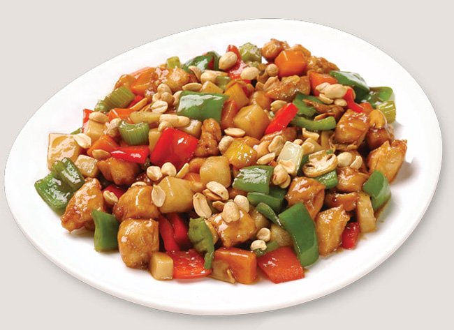 Frango Kung Pao. Comida tradicional chinesa. Frango xadrez. Vista do topo  Imagem JPG [download] - Designi